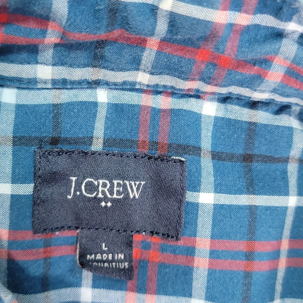 J. Crew Mens Large Plaid Button Down Long Sleeve Shirt Casual‎